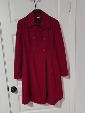 100% Wool Pea Coat Double-Breasted Size 10 By VIA Vintage Early 2000s